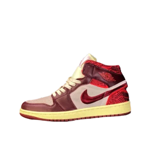 کتونی جردن 1 مید سه تیکی لیف تیم رد Jordan 1 Mid SE Tiki Leaf Team Red