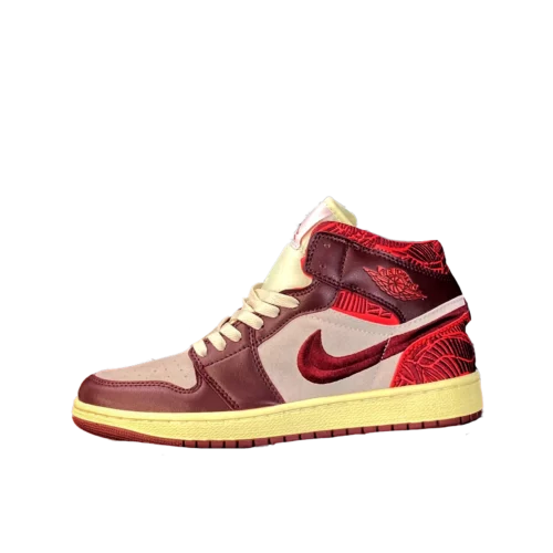 کتونی جردن 1 مید سه تیکی لیف تیم رد Jordan 1 Mid SE Tiki Leaf Team Red