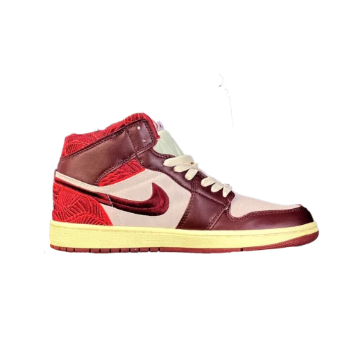 کتونی جردن 1 مید سه تیکی لیف تیم رد Jordan 1 Mid SE Tiki Leaf Team Red - تصویر 3