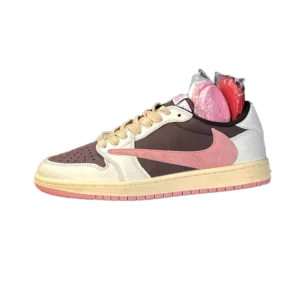 کتونی جردن 1 شای پینک Jordan 1 Travis Scott X Low shy Pink custom