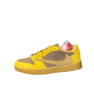 کتونی جردن 1 دارک موکا خردلی Jordan 1 Travis Scott x dark mocha custom Low OG