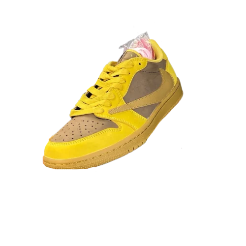 کتونی جردن 1 دارک موکا خردلی Jordan 1 Travis Scott x dark mocha custom Low OG - تصویر 3