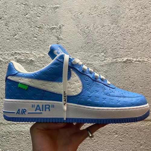 کتونی نایک ایرفورس لویی ویتون آبی مدل Nike Air force Louis vuitton blue - تصویر 3