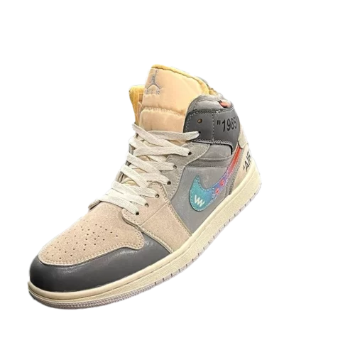 کتونی نایک جردن 1 کاستوم گری مدل Nike Jordan 1 custom grey - تصویر 3