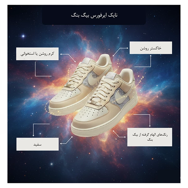 اینفوگراف رنگ بندی کتونی نایک ایرفورس بیگ بنگ