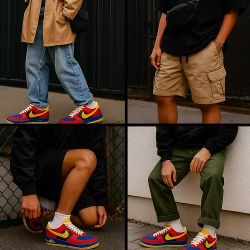 بهترین استایل های همراه کتونی نایک ایرفورس لویی ویتون چهار رنگ