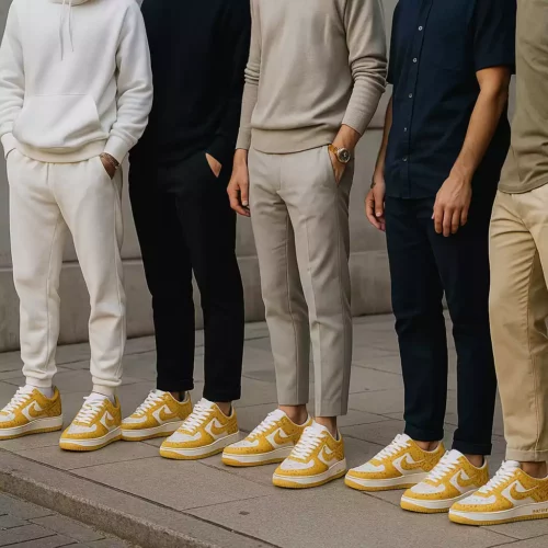 جنس و مشخصات کتونی نایک ایرفورس لویی ویتون زرد