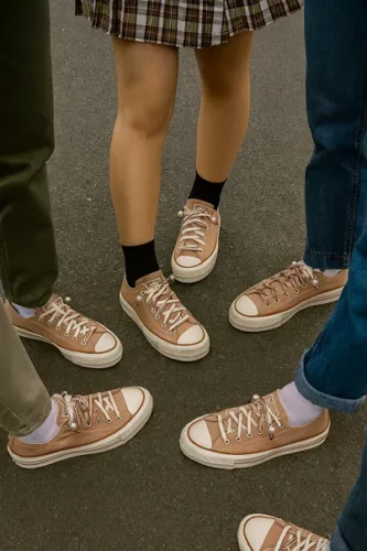 کانورس کتونی پلتفرم زنانه خاکی کوتاه