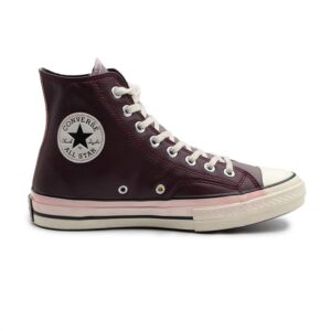 کانورس چرم زرشکی ساق بلند