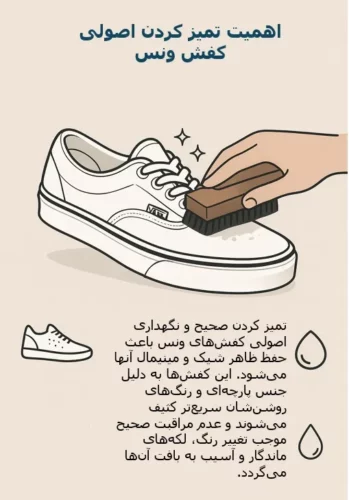 اینفوگرافی چگونه کفش ونس سفید را تمیز کنیم.